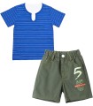 Conjunto de Ropa de Verano Camisetas de Algodón Polos de Rayas